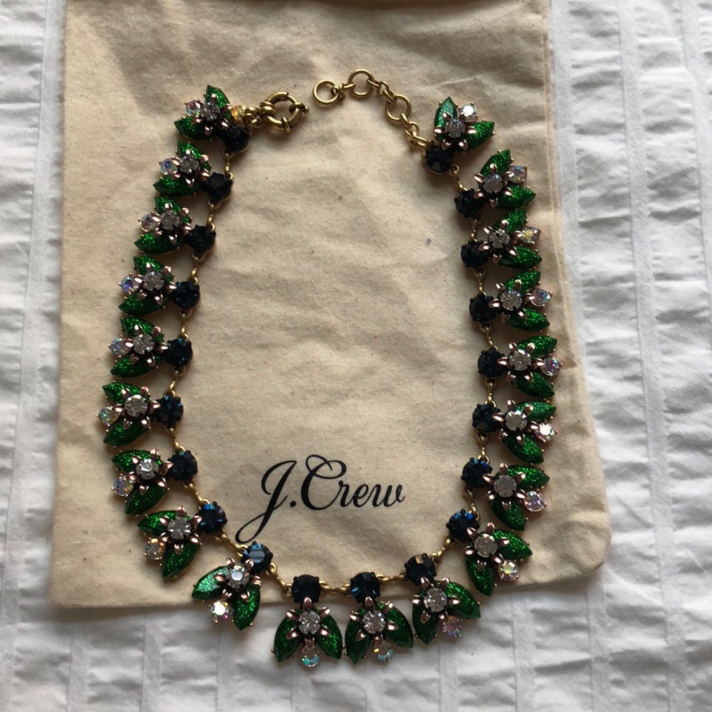 J. Crew Jewelry Gold Green Blue Fly Necklace!